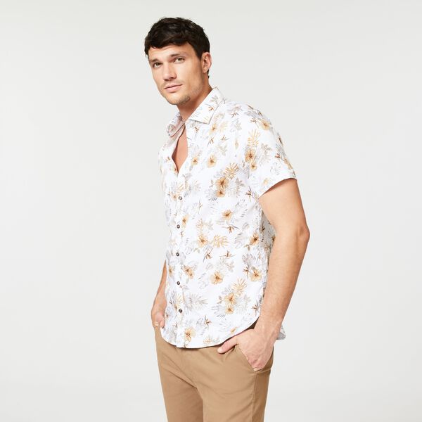 Floral Print Mens Short Sleeve Shirt
